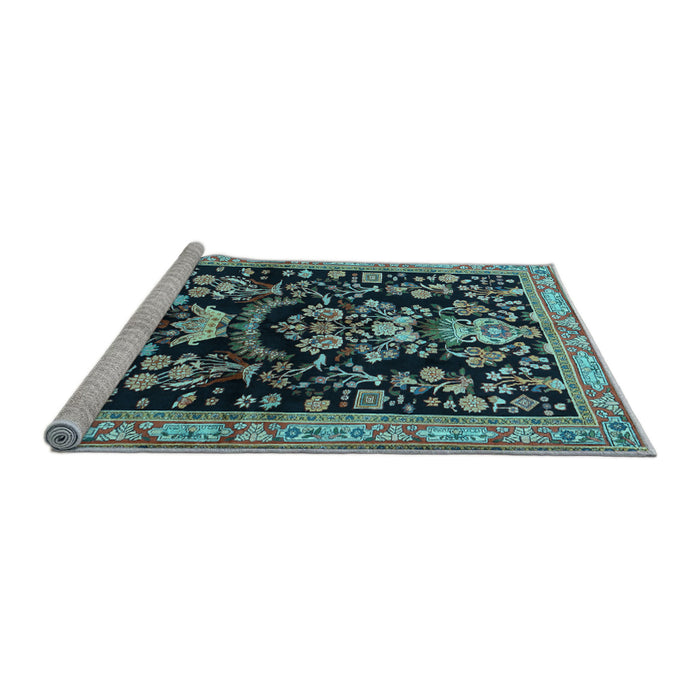 Sideview of Machine Washable Animal Light Blue Traditional Rug, wshtr2532lblu