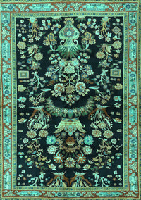 Animal Turquoise Traditional Rug, tr2532turq