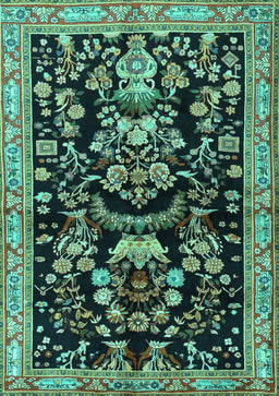 Animal Turquoise Traditional Rug, tr2532turq