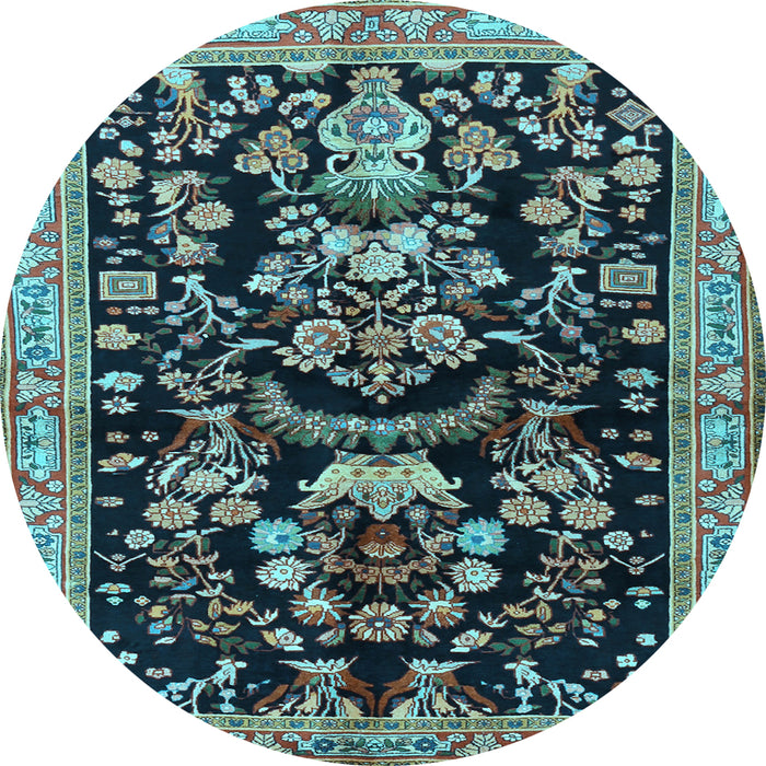 Round Animal Light Blue Traditional Rug, tr2532lblu