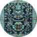 Round Animal Light Blue Traditional Rug, tr2532lblu