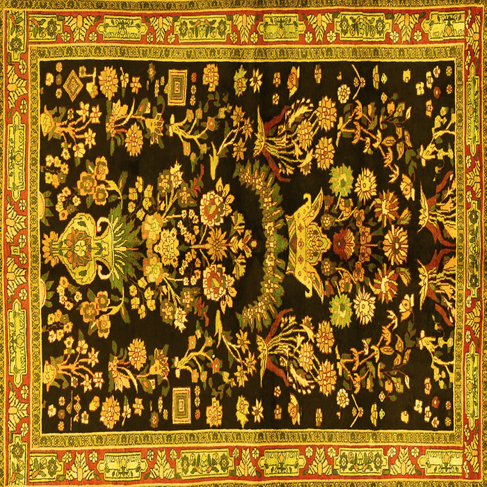 Square Machine Washable Animal Yellow Traditional Rug, wshtr2532yw