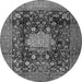 Machine Washable Medallion Gray Traditional Rug, wshtr2533gry