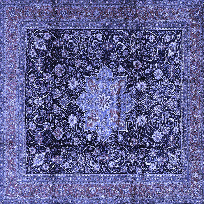 Square Machine Washable Medallion Blue Traditional Rug, wshtr2533blu