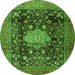 Square Medallion Green Traditional Rug, tr2533grn