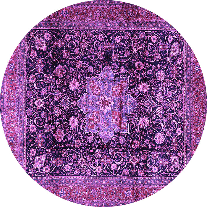 Round Medallion Purple Traditional Rug, tr2533pur