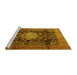 Sideview of Machine Washable Medallion Yellow Traditional Rug, wshtr2533yw