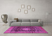 Machine Washable Medallion Pink Traditional Rug in a Living Room, wshtr2533pnk