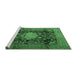 Sideview of Machine Washable Medallion Emerald Green Traditional Area Rugs, wshtr2533emgrn