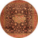 Machine Washable Medallion Orange Traditional Area Rugs, wshtr2533org