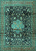 Machine Washable Medallion Turquoise Traditional Area Rugs, wshtr2533turq