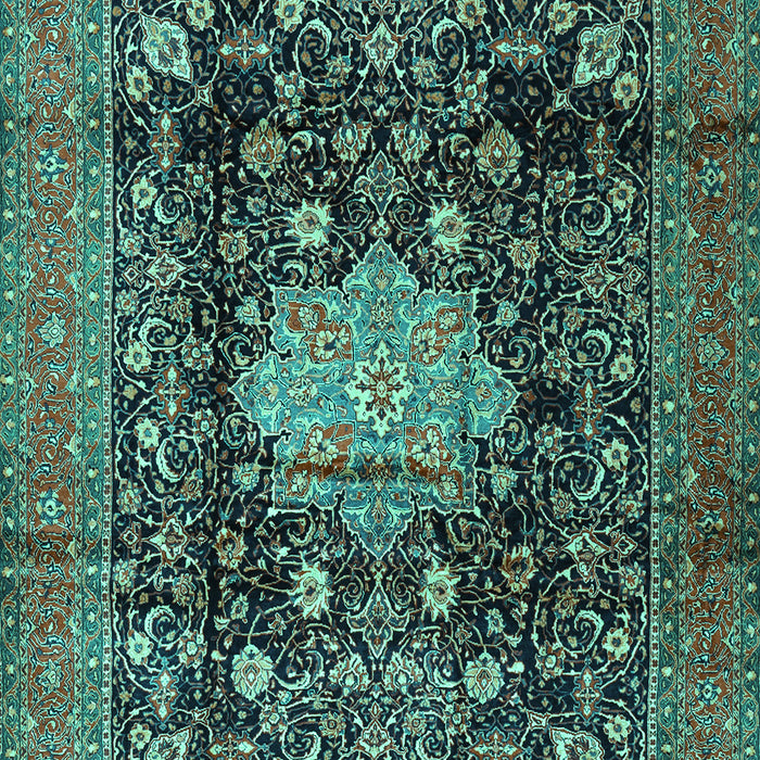 Machine Washable Medallion Turquoise Traditional Area Rugs, wshtr2533turq