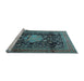 Sideview of Machine Washable Medallion Light Blue Traditional Rug, wshtr2533lblu