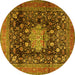 Round Medallion Yellow Traditional Rug, tr2533yw