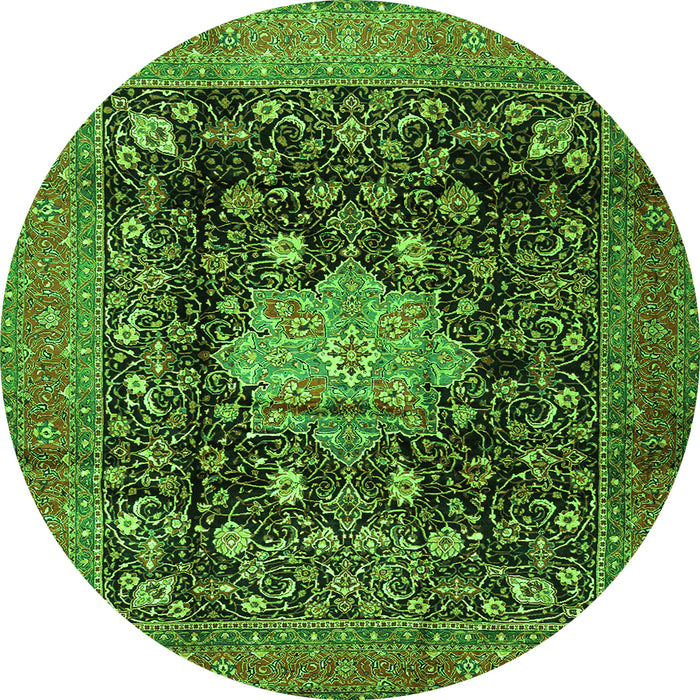 Machine Washable Medallion Green Traditional Area Rugs, wshtr2533grn