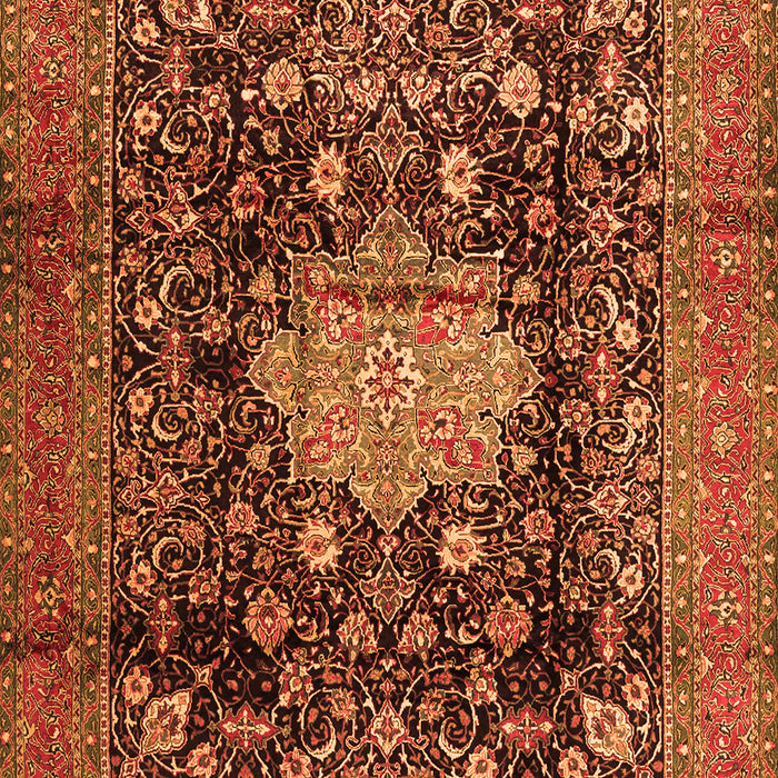 Serging Thickness of Machine Washable Medallion Orange Traditional Area Rugs, wshtr2533org