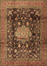 Machine Washable Medallion Brown Traditional Rug, wshtr2533brn