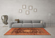 Machine Washable Medallion Orange Traditional Area Rugs in a Living Room, wshtr2533org