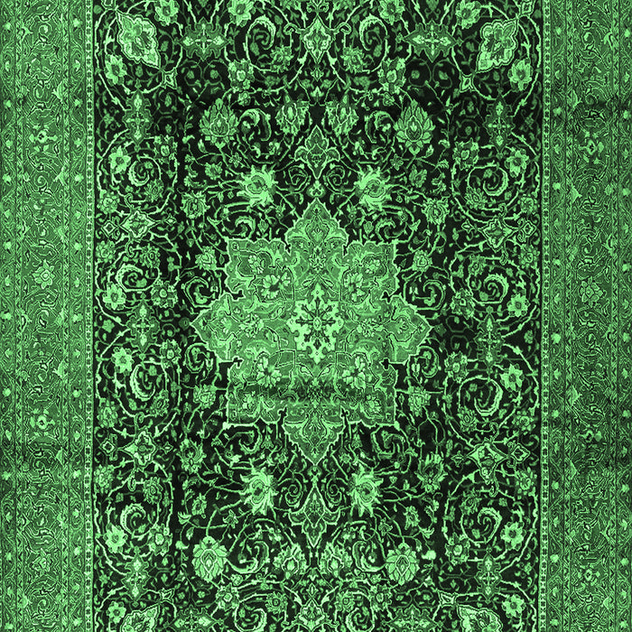 Machine Washable Medallion Emerald Green Traditional Area Rugs, wshtr2533emgrn