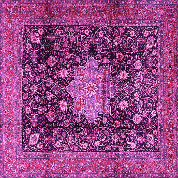 Square Machine Washable Medallion Pink Traditional Rug, wshtr2533pnk