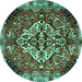 Round Persian Turquoise Traditional Rug, tr2534turq