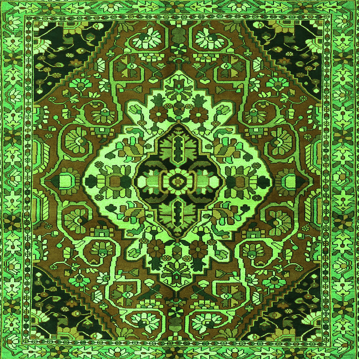 Round Machine Washable Persian Green Traditional Area Rugs, wshtr2534grn