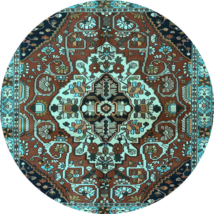 Round Machine Washable Persian Light Blue Traditional Rug, wshtr2534lblu