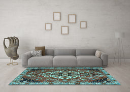 Machine Washable Persian Light Blue Traditional Rug in a Living Room, wshtr2534lblu