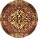 Round Machine Washable Persian Brown Traditional Rug, wshtr2534brn