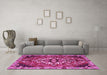 Machine Washable Persian Pink Traditional Rug in a Living Room, wshtr2534pnk