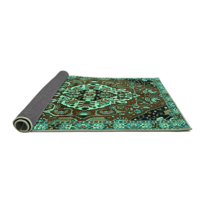 Sideview of Persian Turquoise Traditional Rug, tr2534turq