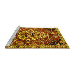 Sideview of Machine Washable Persian Yellow Traditional Rug, wshtr2534yw