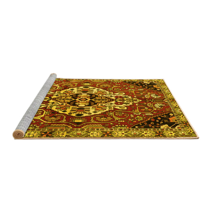 Sideview of Machine Washable Persian Yellow Traditional Rug, wshtr2534yw