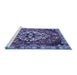 Sideview of Machine Washable Persian Blue Traditional Rug, wshtr2534blu