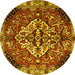 Round Persian Yellow Traditional Rug, tr2534yw