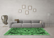 Machine Washable Persian Emerald Green Traditional Area Rugs in a Living Room,, wshtr2534emgrn