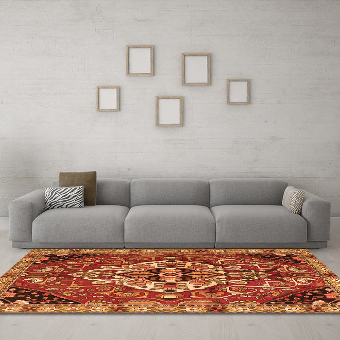 Machine Washable Persian Orange Traditional Area Rugs in a Living Room, wshtr2534org