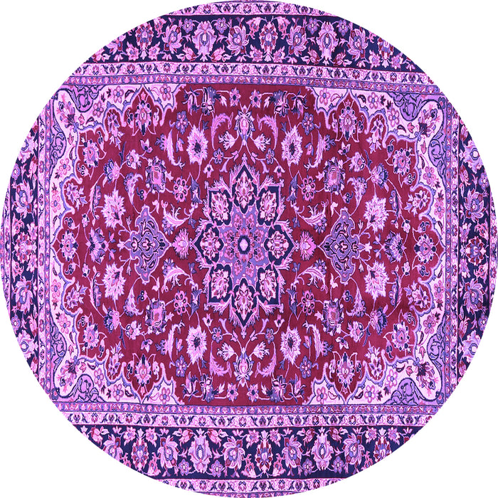 Round Medallion Purple Traditional Rug, tr2535pur
