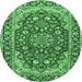 Round Medallion Emerald Green Traditional Rug, tr2535emgrn