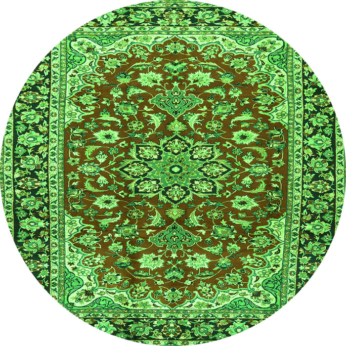 Machine Washable Medallion Green Traditional Area Rugs, wshtr2535grn