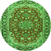 Machine Washable Medallion Green Traditional Area Rugs, wshtr2535grn