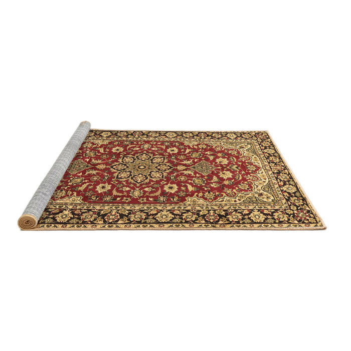 Sideview of Machine Washable Medallion Brown Traditional Rug, wshtr2535brn