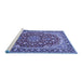 Sideview of Machine Washable Medallion Blue Traditional Rug, wshtr2535blu