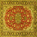 Square Medallion Yellow Traditional Rug, tr2535yw