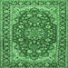 Square Machine Washable Medallion Emerald Green Traditional Area Rugs, wshtr2535emgrn