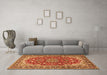 Machine Washable Medallion Orange Traditional Area Rugs in a Living Room, wshtr2535org