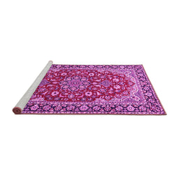 Sideview of Machine Washable Medallion Pink Traditional Rug, wshtr2535pnk