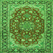 Serging Thickness of Medallion Green Traditional Rug, tr2535grn