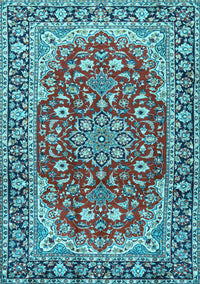 Medallion Light Blue Traditional Rug, tr2535lblu