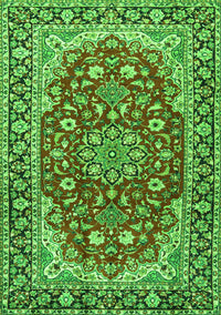 Medallion Green Traditional Rug, tr2535grn